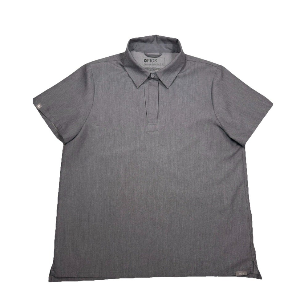 FIGS Nala Women's Scrub Polo Top Graphite Gray Short Sleeve Size M Technical